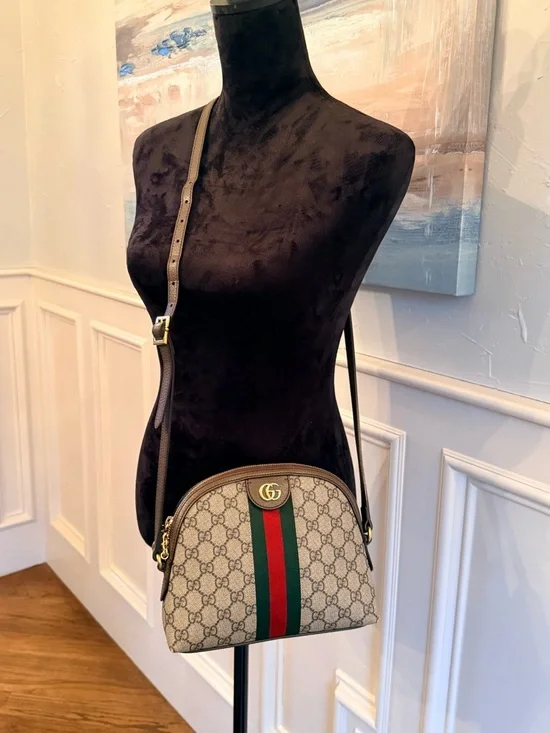 Authentic Gucci Ophidia Dome Small GG Supreme Web Stripe Crossbody - Picture 1 of 13